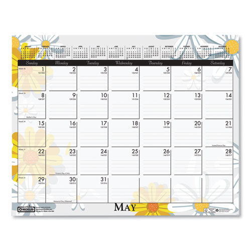 Image of House of Doolittle Recycled Wild Flower Wall Calendar, Wild Flowers Artwork, 15 x 12, White/Multicolor Sheets, 12-Month (Jan to Dec): 2026