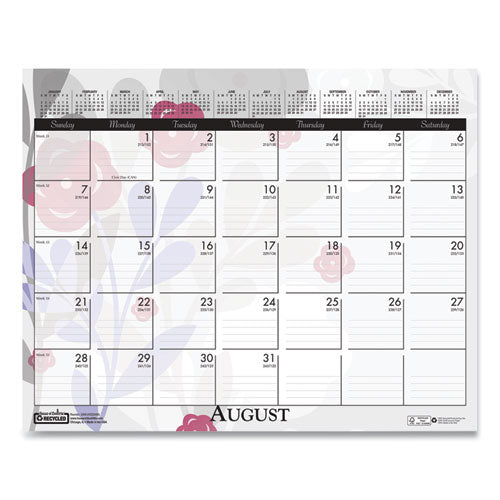 Image of House of Doolittle Recycled Wild Flower Wall Calendar, Wild Flowers Artwork, 15 x 12, White/Multicolor Sheets, 12-Month (Jan to Dec): 2026