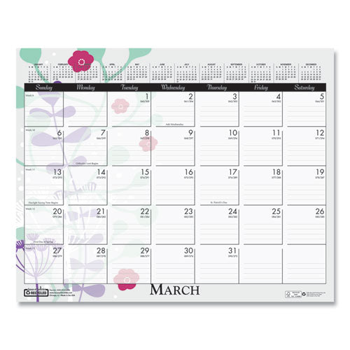 Image of House of Doolittle Recycled Wild Flower Wall Calendar, Wild Flowers Artwork, 15 x 12, White/Multicolor Sheets, 12-Month (Jan to Dec): 2026