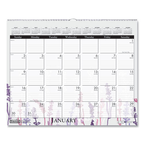Image of House of Doolittle Recycled Wild Flower Wall Calendar, Wild Flowers Artwork, 15 x 12, White/Multicolor Sheets, 12-Month (Jan to Dec): 2026