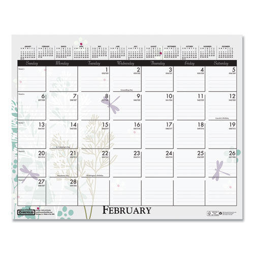 Image of House of Doolittle Recycled Wild Flower Wall Calendar, Wild Flowers Artwork, 15 x 12, White/Multicolor Sheets, 12-Month (Jan to Dec): 2026