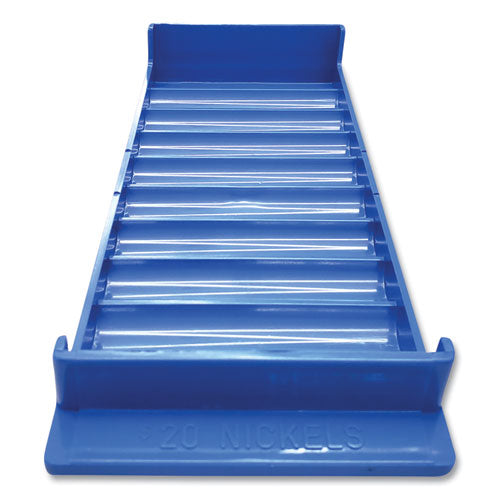Image of CONTROLTEKÂ® Stackable Plastic Coin Tray, 10 Compartments, Stackable, 3.75 X 10.5 X 1.5, Blue, 2/pack