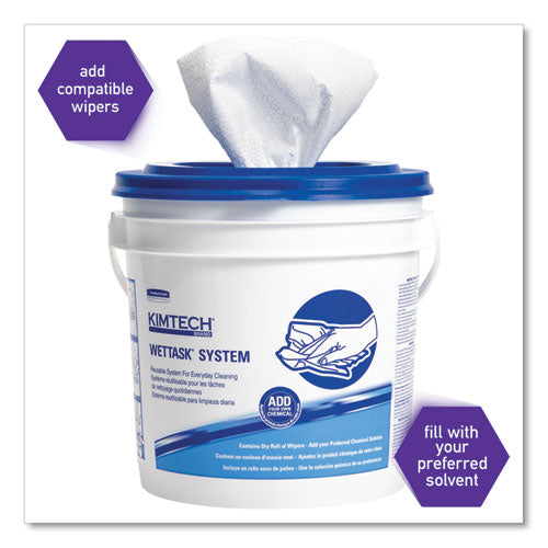 Image of WypAll® 51677 WetTask Customizable Wet Wiping System Bucket, White/Blue, 4/Carton