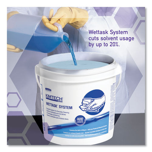 Image of WypAll® 51677 WetTask Customizable Wet Wiping System Bucket, White/Blue, 4/Carton