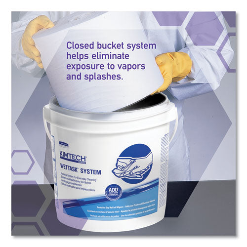 Image of WypAll® 51677 WetTask Customizable Wet Wiping System Bucket, White/Blue, 4/Carton