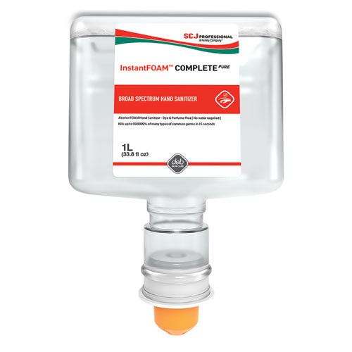 Image of SC Johnson Professional® 10691240071010 InstantFOAM COMPLETE PURE Alcohol Hand Sanitizer, 1 L Refill, Fragrance-Free, 3/Carton