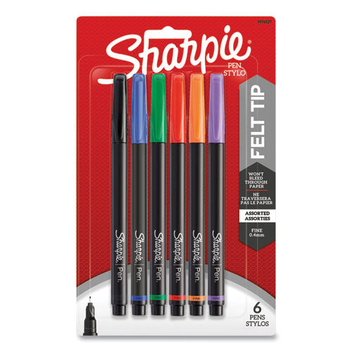 Image of Sharpie® 1976527 Water-Resistant Ink Porous Point Pen, Stick, Fine 0.4 Mm, Assorted Ink And Barrel Colors, 6/pack