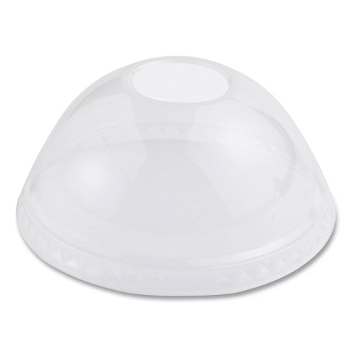 Image of World Centric® CPLCS12D PLA Clear Cold Cup Lids, Dome Lid, Fits 9 oz to 24 oz Cold Cups, Plastic, Clear, 1,000/Carton
