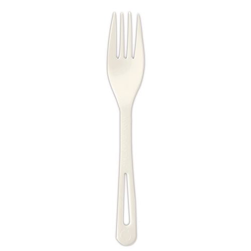 Image of World Centric® FOPS6 TPLA Bulk Cutlery, Fork, Plastic, Light Beige, 1,000/Carton