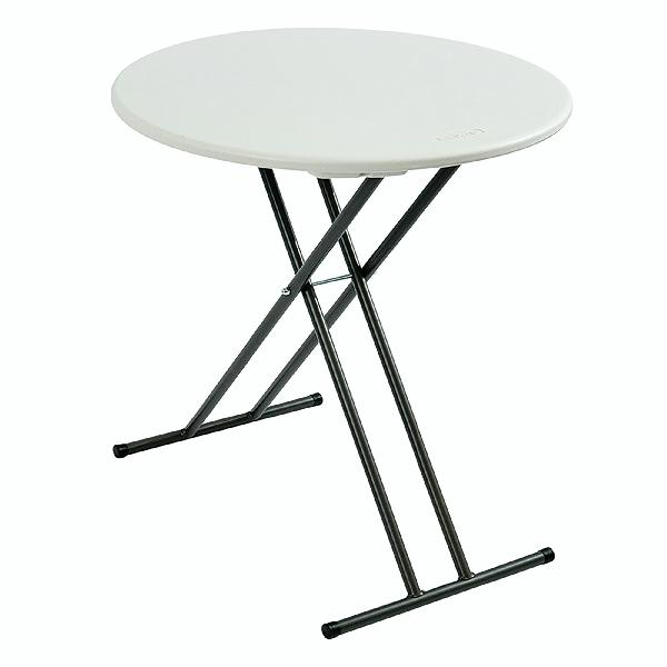 Image of SKILCRAFT® Personal Adjustable Height Folding Table, 24" Round, Platinum Gray