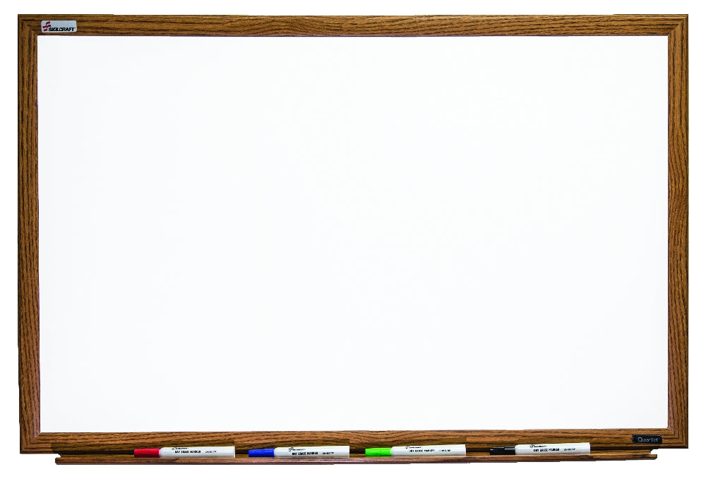 Image of Quartet® SKILCRAFT® Magnetic Porcelain Dry Erase White Board, Oak Finish Frame, 72" x 48"