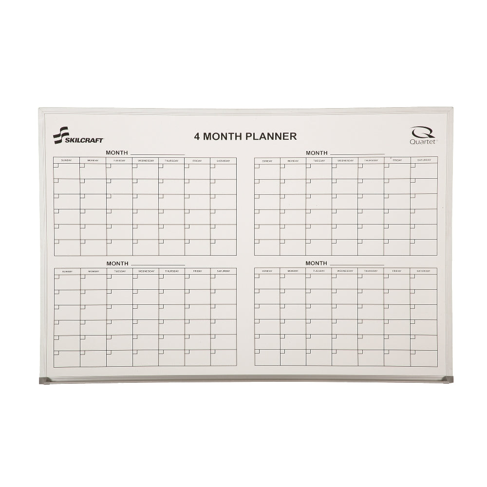 Image of Quartet® SKILCRAFT® 4-Month Calendar Planner Board, Aluminum Frame