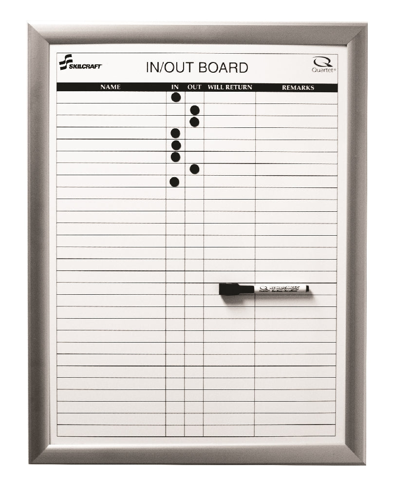 Image of Quartet® SKILCRAFT® In/Out Board, 29 Person Capacity