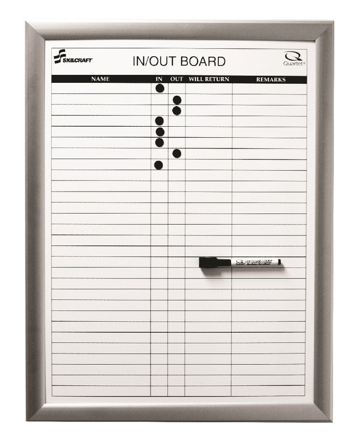 Image of Quartet® SKILCRAFT® In/Out Board, 29 Person Capacity