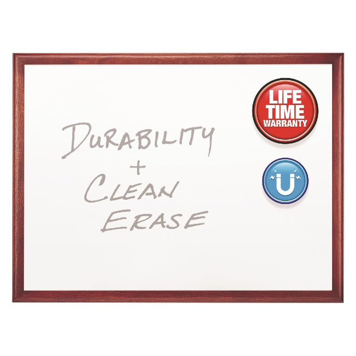 Image of Quartet® SKILCRAFT® Magnetic Porcelain Dry Erase White Board, Mahogany Finish Frame, 36" x 24"
