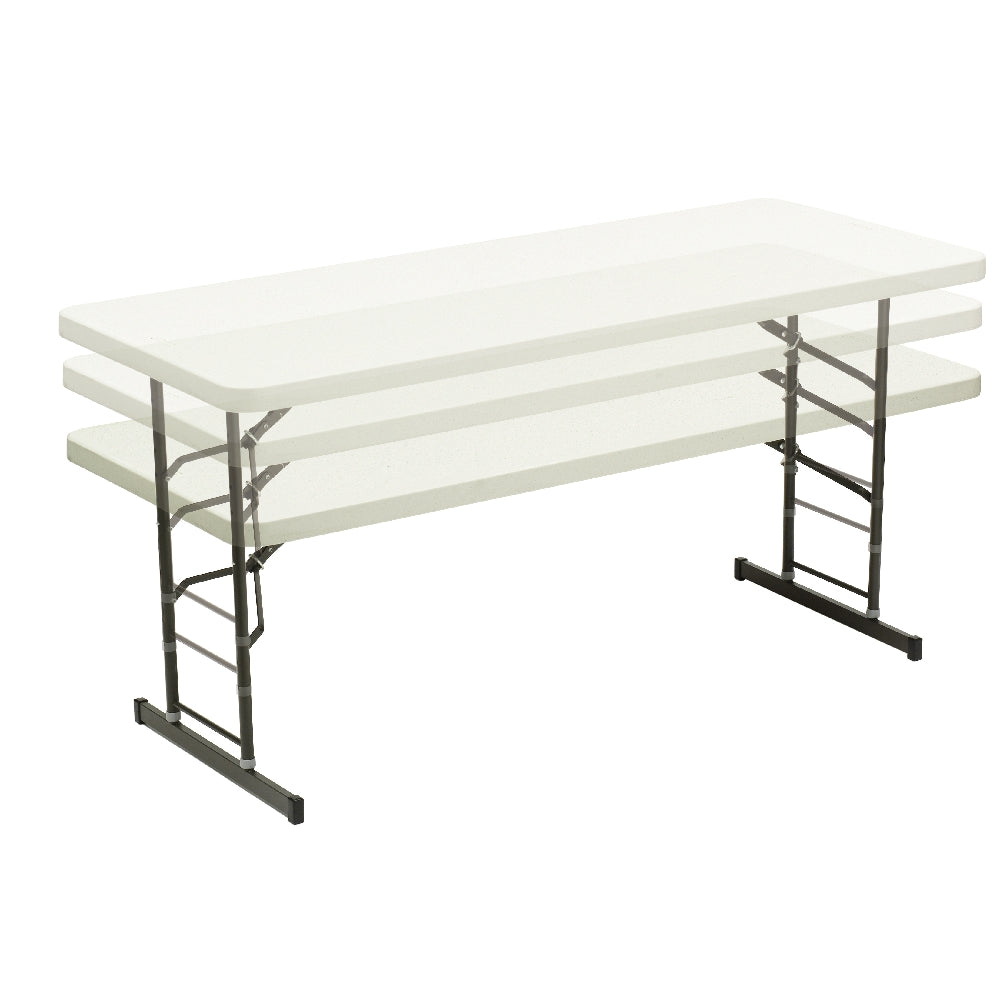 Image of SKILCRAFT® Personal Adjustable Height Folding Table, 72" W x 30" D x 25 to 35" H, 600 lb weight capacity, Platinum Gray, Case of 10