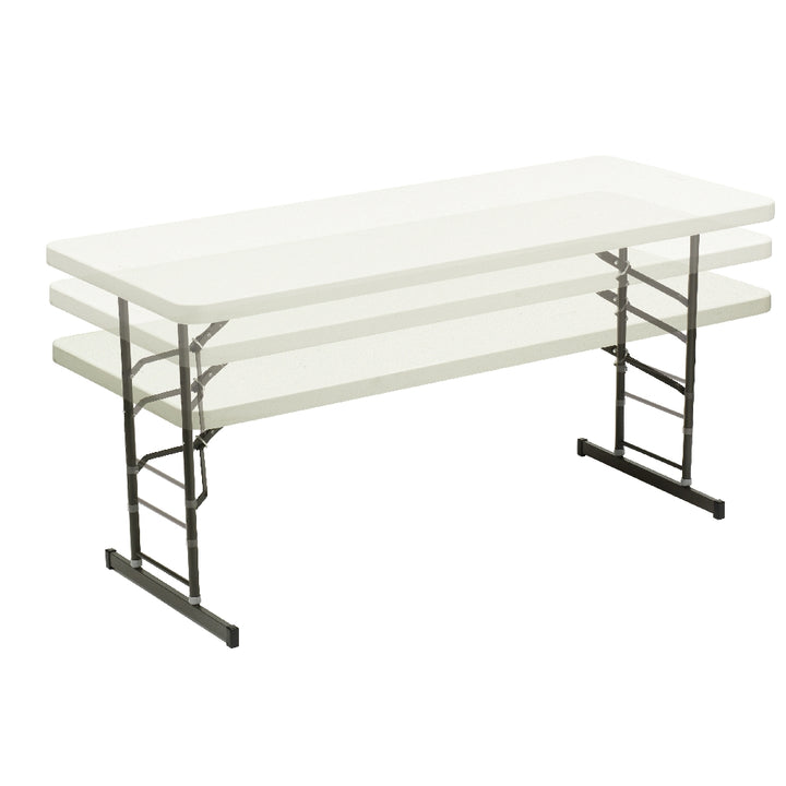 Image of SKILCRAFT® Personal Adjustable Height Folding Table, 72" W x 30" D x 25 to 35" H, 600 lb weight capacity, Platinum Gray, Case of 10