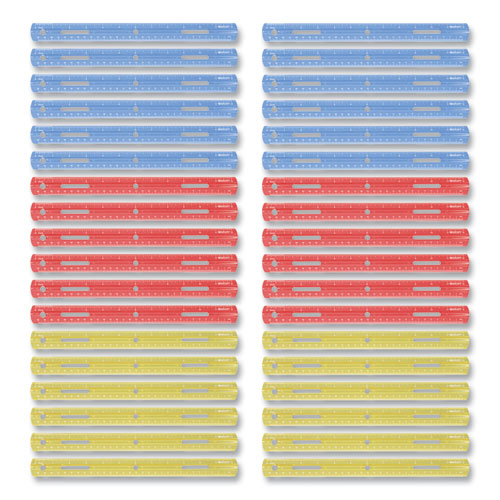 Image of Westcott® 17722 Plastic Ruler, Standard/metric, 12" (30 Cm) Long, Assorted Translucent Colors