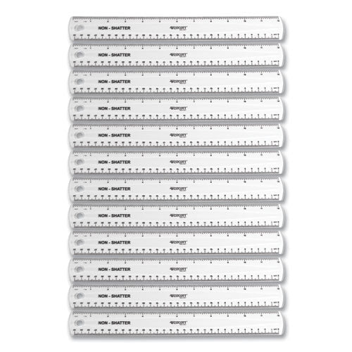 Image of Westcott® 17725 Non-Shatter Flexible Ruler, Standard/metric, 12" (30 Cm) Long, Plastic, Clear, 12/box