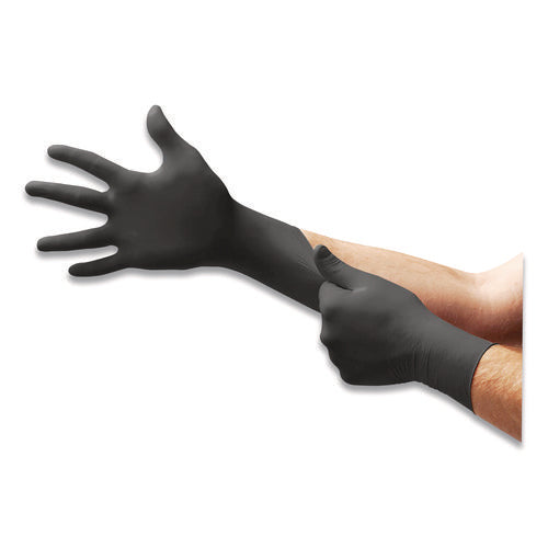 Image of Ansell MK-296-XXL MICROFLEX MidKnight Powder-Free Nitrile Gloves, XX-Large, 4.7 mil (Palm), 5.9 mil (Fingers), 9.6" Long, Black, 100/Box