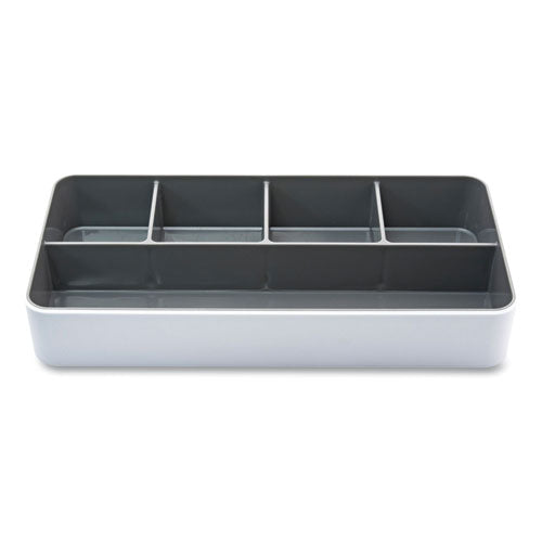 Image of Advantus 37526 Fusion Five-Compartment Plastic Accessory Holder, Plastic, 12.25 x 6 x 2, White/Gray