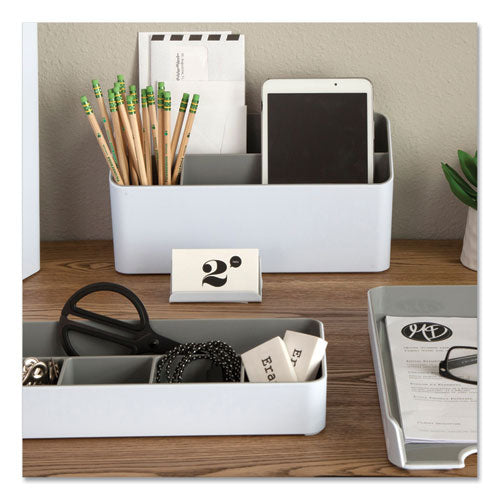 Image of Advantus 37592 Fusion Stacking Bins, 4 Compartments, Plastic, 12.1 x 9.1 x 2.2, White/Gray, 4 Pieces