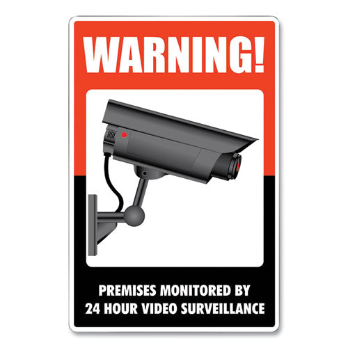 Image of COSCO 098381 Uv-Coated Preprinted Molded-Plastic Sign, 24-Hour Video Surveillance, 8 X 12, Black/red/white