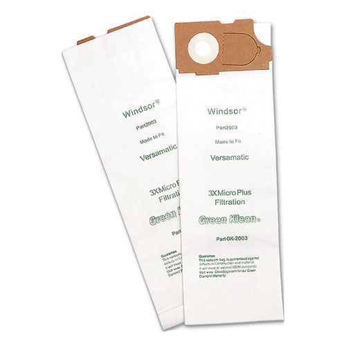 Image of Green Klean® GK-2003-P Replacement Vacuum Bags, Fits Allstar Javelin/triple S Prosense Ii/windsor Versamatic, 10/pack