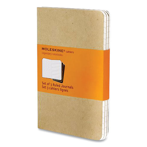 Image of MoleskineÂ® Cahier Journal, 1-Subject, Narrow Rule, Brown Kraft Cover, (32) 5.5 x 3.5 Sheets, 3/Pack