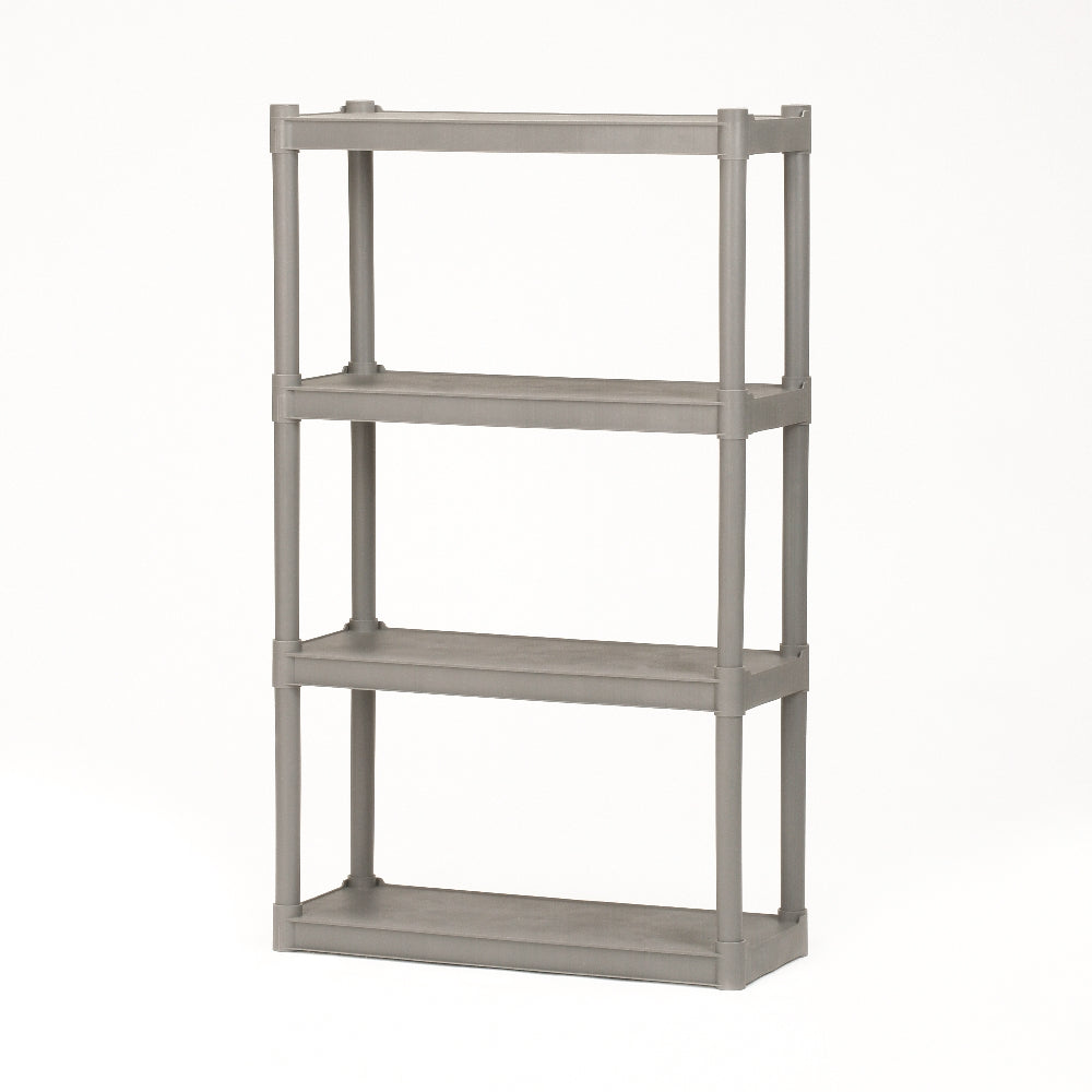 Image of SKILCRAFT® Open Storage Shelving Units, Durable Blow-Molded Plastic, 4 Shelves, 15" Shelf Clearance, Charcoal