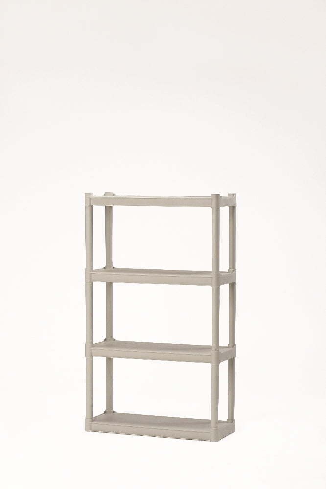 Image of SKILCRAFT® Open Storage Shelving Units, Durable Blow-Molded Plastic, 4 Shelves, 15" Shelf Clearance, Platinum