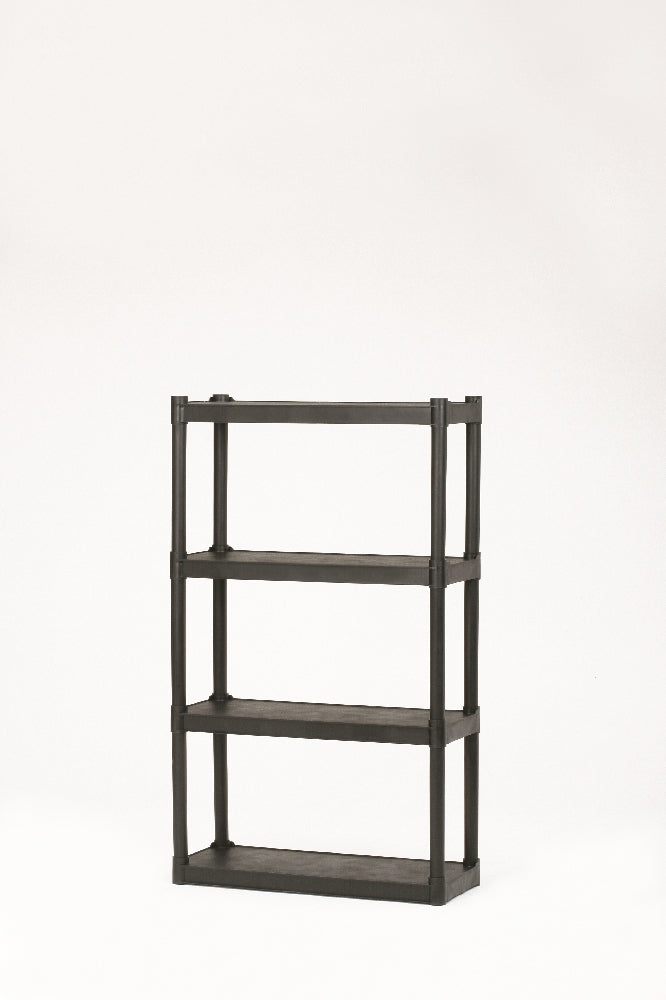 Image of SKILCRAFT® Open Storage Shelving Units, Durable Blow-Molded Plastic, 4 Shelves, 15" Shelf Clearance, Black