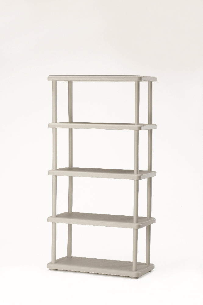 Image of SKILCRAFT® Open Storage Shelving Units, Durable Blow-Molded Plastic, 5 Shelves, 16" Shelf Clearance, Platinum