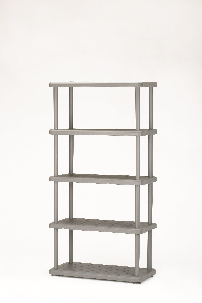 Image of SKILCRAFT® Open Storage Shelving Units, Durable Blow-Molded Plastic, 5 Shelves, 16" Shelf Clearance, Charcoal