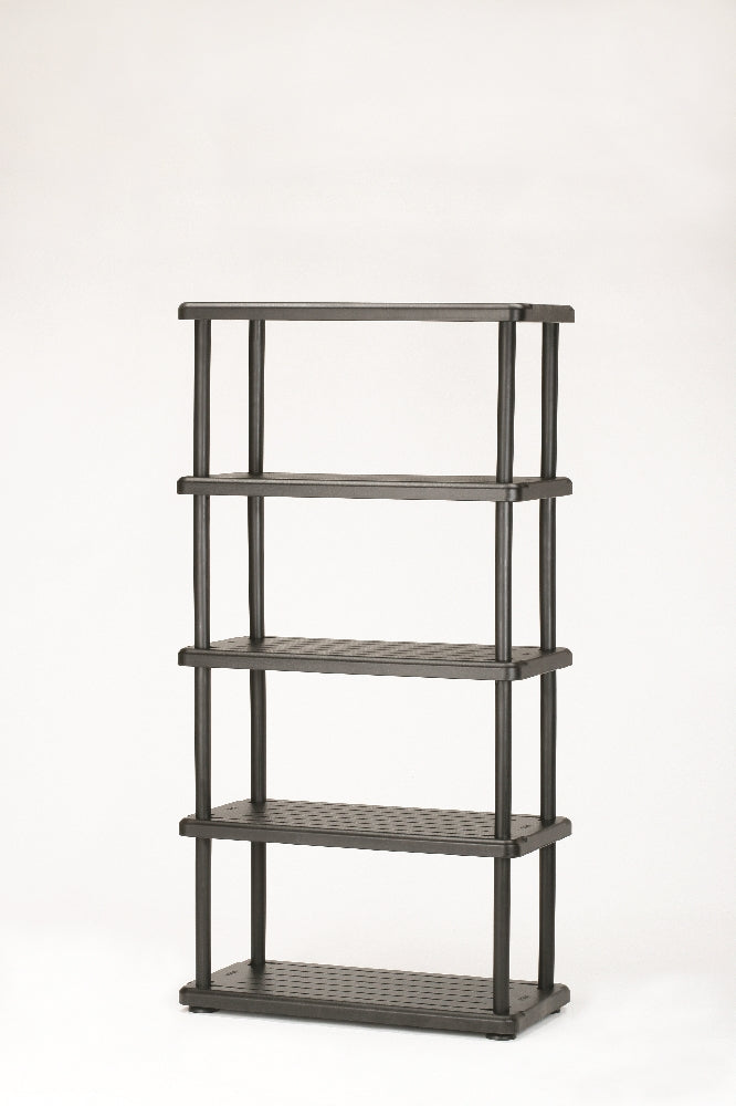 Image of SKILCRAFT® Open Storage Shelving Units, Durable Blow-Molded Plastic, 5 Shelves, 16" Shelf Clearance, Black
