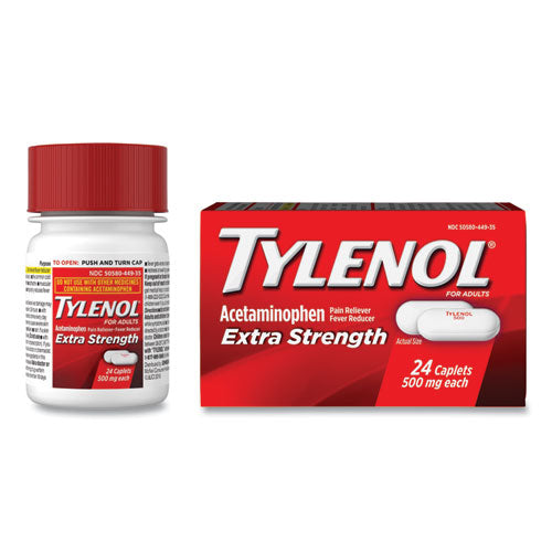 Image of Tylenol® 044905 Extra Strength Pain Reliever Caplets, 24 Caplets