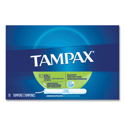 Image of Tampax® 31409 Cardboard Applicator Tampons, Super Absorbency, 10/Box