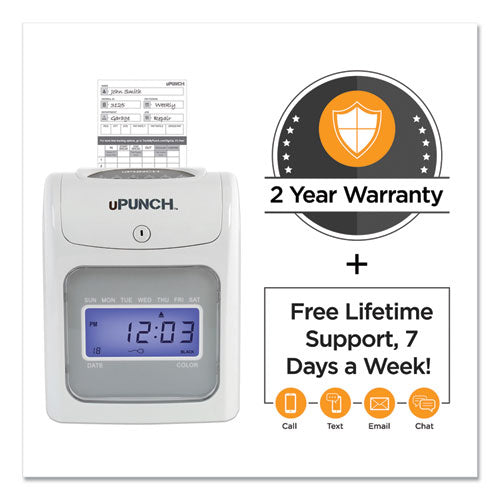 Image of uPunch HN2500 HN2500 Electronic Calculating Time Clock Bundle, Digital Display, Beige/Gray