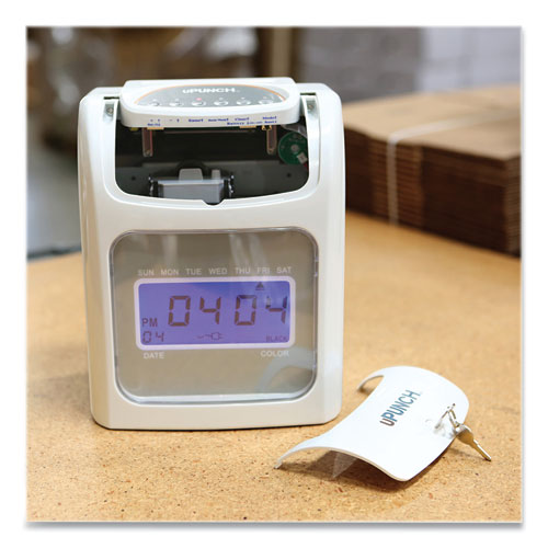 Image of uPunch HN2500 HN2500 Electronic Calculating Time Clock Bundle, Digital Display, Beige/Gray