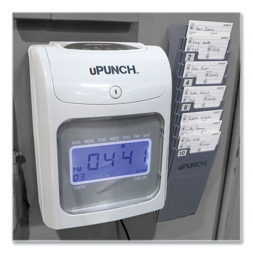 Image of uPunch HN2500 HN2500 Electronic Calculating Time Clock Bundle, Digital Display, Beige/Gray