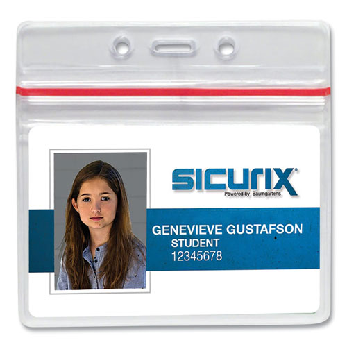 Image of SICURIX® BAU47830 Sealable Cardholder, Horizontal, 3.75 X 2.62, Clear, 50/pack