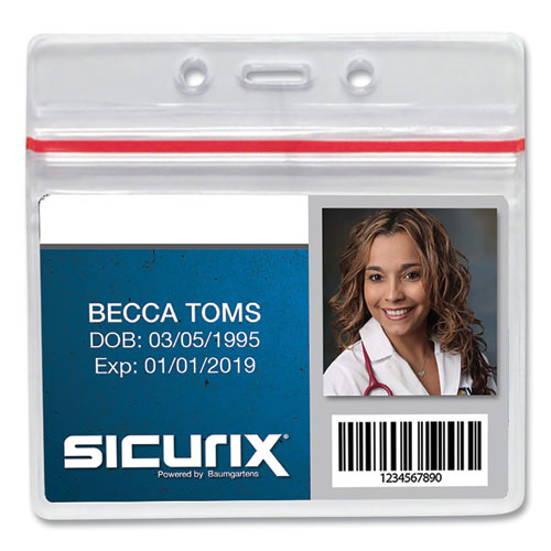 Image of SICURIX® BAU47830 Sealable Cardholder, Horizontal, 3.75 X 2.62, Clear, 50/pack
