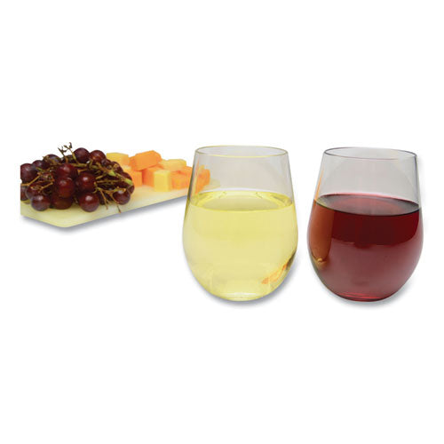 Image of Tablemate® 0211 Plastic Stemless Wine Glasses, 12 Oz, Clear, 6/pack