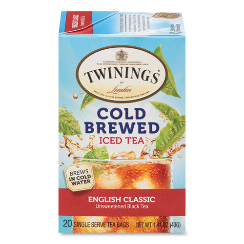 Image of TWININGS® TNA51331 Cold Brew Iced Tea Bags, English Classic, 0.07 Oz Tea Bag, 20/box