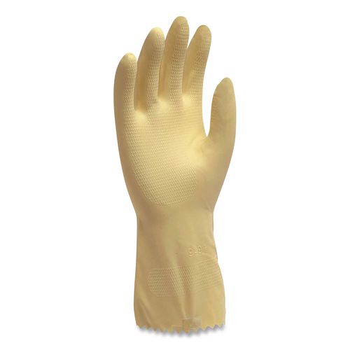 Image of AMBITEX® LSM6500 Pro L6500 Series Flock-Lined Latex Gloves, 12" Long, Small, Yellow, 12 Pairs