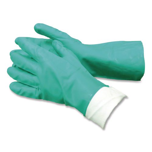 Image of AMBITEX® NTL650XL/HDG Pro N650 Series Flock-Lined Nitrile Rubber Gloves, 13" Long, X-Large, Green, 12 Pairs