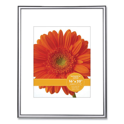 Image of Victory Light VF2001B.1620S Metallic Poster Frame With Mat, 11 X 14 Insert, Silver/black