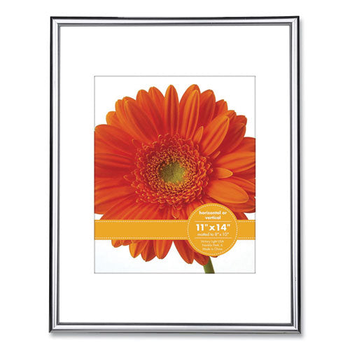 Image of Victory Light VF2001B.1114S Metallic Poster Frame With Mat, 8 X 10 Insert, Silver/black