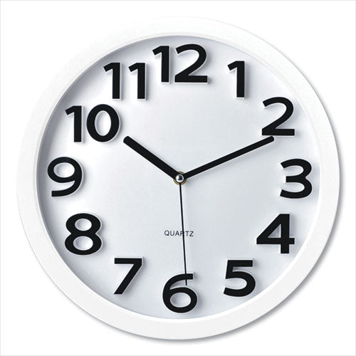 Image of Victory Light TC62127W Wall Clock with Raised Numerals and Silent Sweep Dial, 13' Overall Diameter, White Case, White Face, 1 AA (sold separately)