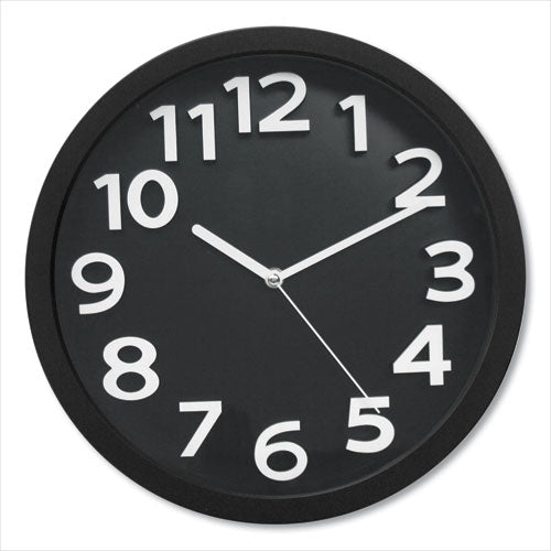 Image of Victory Light TC62127B Wall Clock with Raised Numerals and Silent Sweep Dial, 13" Overall Diameter, Black Case, Black Face, 1 AA (sold separately)